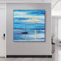 Hand Painted Oil Painting Wall Canvas Modern Retro Seascape Ship Abstract Artwork Room Decor