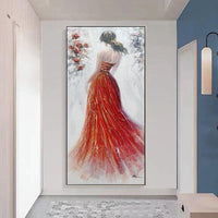 Hand Painted Beautiful Girl Dress Oil Painting Canvas Original Painting For Decor As