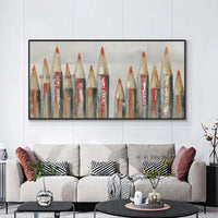 Abstract Pencils Painting Hand Painted On Canvas Modern Bedroom