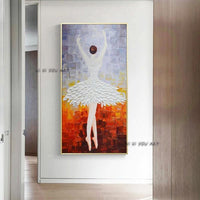 Modern Beautiful Ballerina and Abstract Ballet Girl Dancing Canvas Oil Paintings and Wall Art