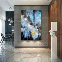 Abstract Blue Modern Unique Painting Art Palette Knife Canvas Acrylic Textured Art