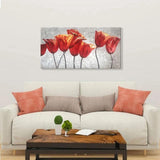 Modern Canvas Art Hand Painted Red Lotus Flowers Wall Art Bedroom Salon Abstract Painting