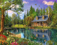 DIY Painting By Numbers House Scenery DIY Frame Pictures Mountain Lake On Canvas Home Decoration 60x75cm