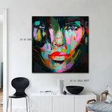 Modern Francoise Nielly Style Canvas Painting Palette Knife Face Wall Art