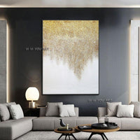 Abstract Oil Painting Golden and White Large Size Canvas Modern Minimalist Handmade Office (hand painted)