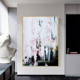 Abstract White Hand Painted Canvas Painting Modern Wall Art Hallway