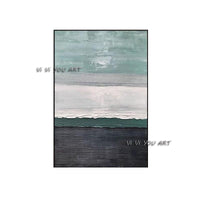 Hand Painted Abstract Contemporary Green and Black Modern Wall Art Decorative Office