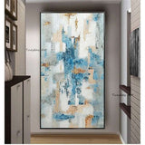 Abstract Blue Modern Art Hand Painted Oil Painting On Canvas Wall Decor Nordic Picture For Living Room Bedroom