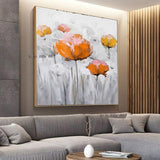 Orange Flower Hand Painted Artwork On Canvas