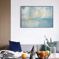 Wall Art Abstract Hand Painted Sea Ocean Canvas Oil Painting Seascape Sailing Boatative