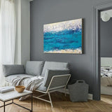 Hand Painted Abstract Landscape Oil Painting Simple Thick Seascape Canvas Painting