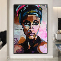 Hand Painted People Oil Painting African Woman Abstract Canvas Painting Modern Room Decors