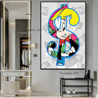 Hand Painted Oil Paintings Ban ksy Pop Street Graffiti Art Abstract Cartoon Characters Canvas Wall Art