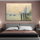 Hand Painted Famous Landscape Oil Painting Claude Monet Thames under Westminster Impression Arts