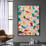 Modern Abstract Colorful Hand Painted Thick Textured Painting Decor