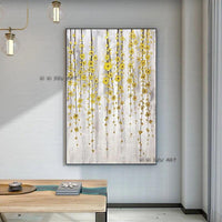 Hand Painted gold flower Modern Golden Flowers Canvas For Living room