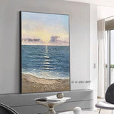 Beautiful Painting Of The Ocean Landscape Under The Blue Sky And White Clouds Modern Decorative For Home