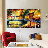 Hand Painted Oil Painting Canvas Classic Knife Street Colorful Landscape Tree Abstract Home Room Decors