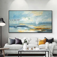 Abstract Hand Painted On Canvas Modern Seascape Wall Art Bedroom Decoration