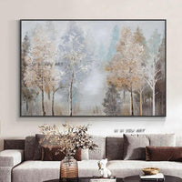 Decorative Abstract Autumn Trees Hand Painted On Canvas For Living