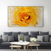 Hand Painted Landscape Oil Painting Yellow Flower Abstract on Canvas Modern