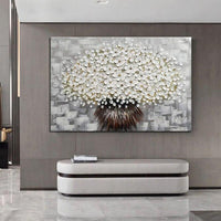 Hand Painted 3D Knife Flower Paintings Abstract Wall Art For Hallway On Canvas