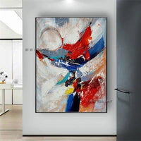 Hand Painted Modern Abstract Red Graffiti Canvas Painting Entrance Hallway Wall Art