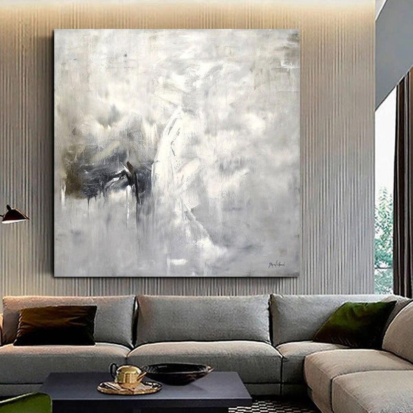 Hand Painted Oil Painting Vintage Gray Abstract Modern Minimalist Aisle Office Painting