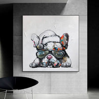 Hand painted Canvas Oil Painting Modern Animal Dog Abstract Home Children's Room