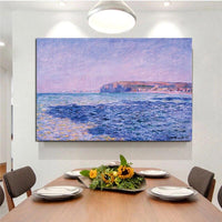 Hand Painted Modern Abstract Landscape Famous Claude Monet Shadows On the Sea At Pourville Painting Room Decorative