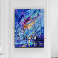 Hand Painted Oil Paintings Impression Seascape Sailing Boat Landscape Abstract On Canvas Wall Art For Living Decor