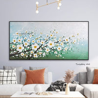 Hand Drawn Knife Thick Flower Art Oil Painting Heavy Textured Wall Canvas Art Floral