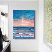 New Decorative Art Sunset Seascape Hand Painted Oil Painting Canvas Modern Abstract Landscape Decor