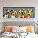 Hand Painted Cartoon Animals Oil Painting Dogs Canvas Modern Wall Art Decor