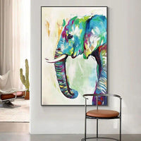 Hand Painted Abstract Animal Hand Painted Oil Painting On Canvas Wall Art Elephants