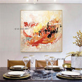 Modern Painting Hand Painted Wall Art Canvas Painting Orange Theme Entrance Hallway