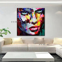 Modern Francoise Pop Street Art People Face Painting Hand Painted Knife On Canvas