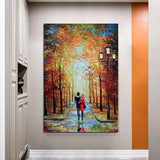 Hand Painted Modern Oil Painting Street People Landscape Abstract Canvas Wall Art