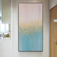 Big Abstract Hand Painted Pink and Blue Canvas Oil Painting