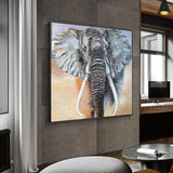 Hand Painted African Animal Oil Painting Canvas Black Elephant Paintings Modern Abstract Wall Art