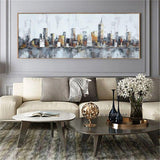 Hand Painted City Landscape On Canvas Modern Abstract Art Wall Decoration
