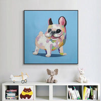 Christmas Abstract Modern Animal Hand Painted Cute Dog Thick Oil Painting on Canvas For Kid Roomative