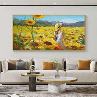 Abstract Golden Sunflower Hand Painted Oil Painting On Canvas Thick Palette Knife Painting Wall Art For Home Decoration