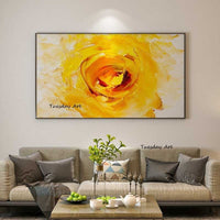 Hand Painted Landscape Oil Painting Yellow Flower Abstract on Canvas Modern