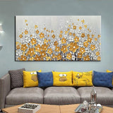 Handpainted Oil Painting Hand Painted Knife Yellow White Flowers Wall Art