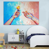 Graffiti Romantic Hand in Hand Lovers Canvas Hand Painted Oil Painting Abstract Wall Art Poster Fashion for Room