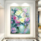 Hand Painted Abstract Art Oil Painting Retro Flowers Roses Canvas Painting Dedroom