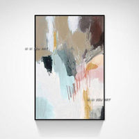 Hand Painted Abstract On Canvas Bright Color Style Minimalist Modern Decorative For Living