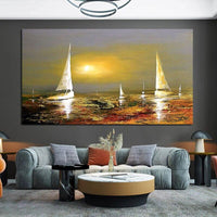 Hand Painted Sea View Sails Oil Painting Fors On Canvas Art