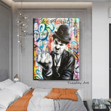 Hand Painted Oil Paintings Modern Fashion Graffiti Street Pop Art Male Poster Canvas